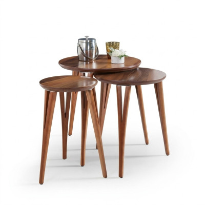 Holztische Beistelltische Set Beistelltisch Tisch Couchtisch Blumenständer 3tlg.