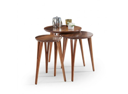 Holztische Beistelltische Set Beistelltisch Tisch Couchtisch Blumenständer 3tlg.