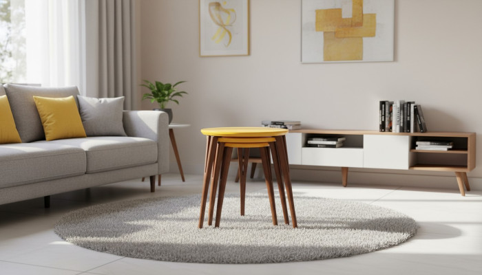 Holztische Beistelltische Blumenständer Set Beistelltisch Tisch Couchtisch 3tlg.