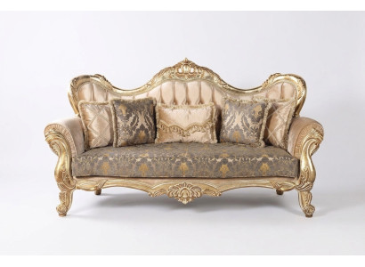 Chesterfield Barock Dreisitzer Couch Möbel Sofa Stoff Gold Couchen