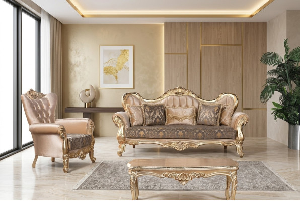 Chesterfield Sofagarnitur Couch Polster Möbel Barock Rokoko Tisch 3tlg