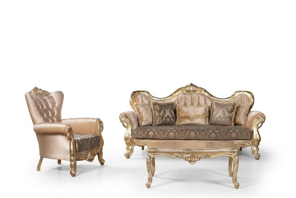Chesterfield Sofagarnitur Couch Polster Möbel Barock Rokoko Tisch 3tlg