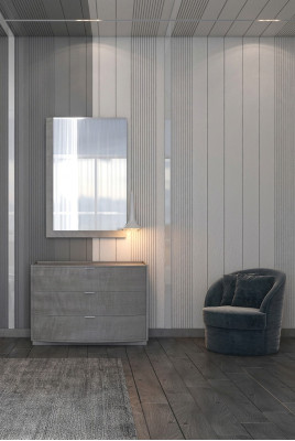 Kommode mit Spiegel Anrichte Sideboards Holz Schrank Möbel Kommoden Grau Neu