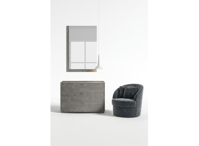 Kommode mit Spiegel Anrichte Sideboards Holz Schrank Möbel Kommoden Grau Neu