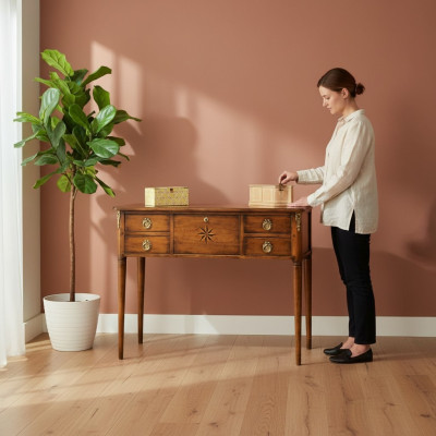 Möbel Stil Barock Design Holz Italienische Möbel Konsolentisch Braun Sideboard