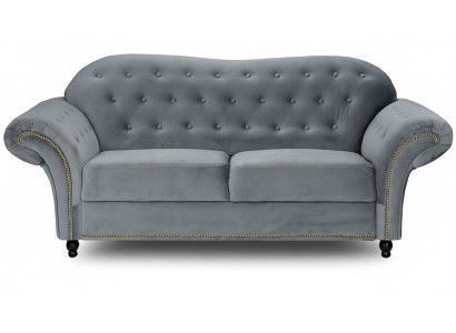 Zweisitzer Graue Chesterfield Couch Polster Möbel Stoff Couchen Sofas Textil