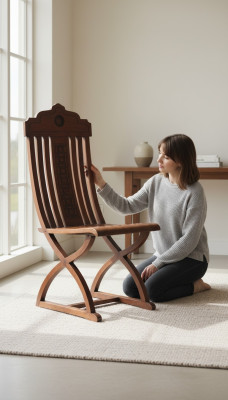 Esszimmer Echtholz Lounge Sitz Polsterstuhl Holz Neu Landhaus Sessel Stuhl 1x