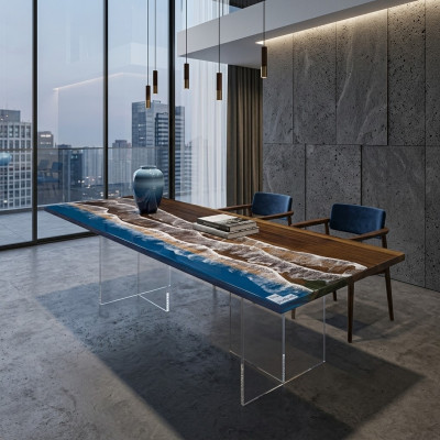 Modern Esstisch Epoxy Möbel Designer Tisch Epoxidharz Tische 121x51cm