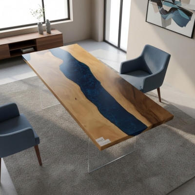 Esstisch River Table Echtes Holz Flusstisch Massiv Epoxidharz Tische 181x81 Neu