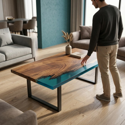 Epoxidharz Esstisch River Table 200x90 Neu Echtes Holz Tische Massiv Flusstisch