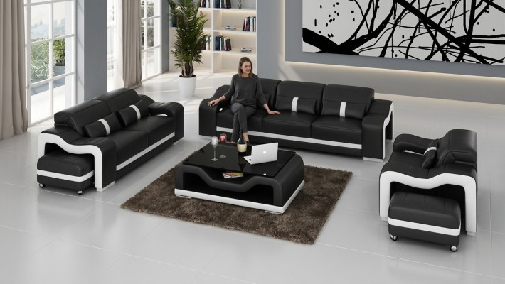 Design Sofagarnitur Couch Polster Sofas Leder Modern 3+1 Sitzer Komplett Set Neu