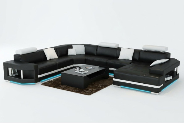 Ledersofa Sofa Couch Wohnlandschaft Ecksofa Garnitur Design Modern Sofa mit USB