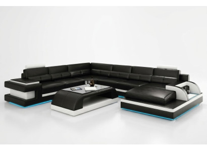 Moderne Ecksofa Couch Polster Eckgarnitur Wohnlandschaft Sofa Eck Garnitur + USB