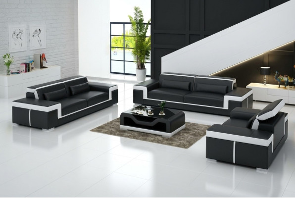 Sofagarnitur 3+3 Sitzer Leder Sofa Couch Polster Garnitur Sofagarnitur