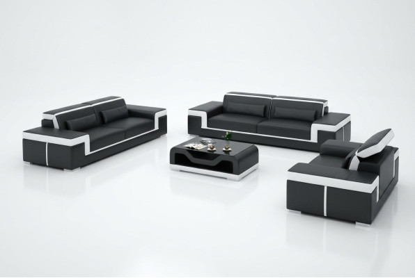 Sofagarnitur 3+3 Sitzer Leder Sofa Couch Polster Garnitur Sofagarnitur