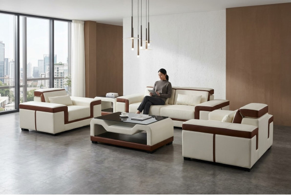 Komplett Garnitur 3+2+1 + Couch Tisch Sofa Leder Sitz Gruppe Sofagarnitur + USB