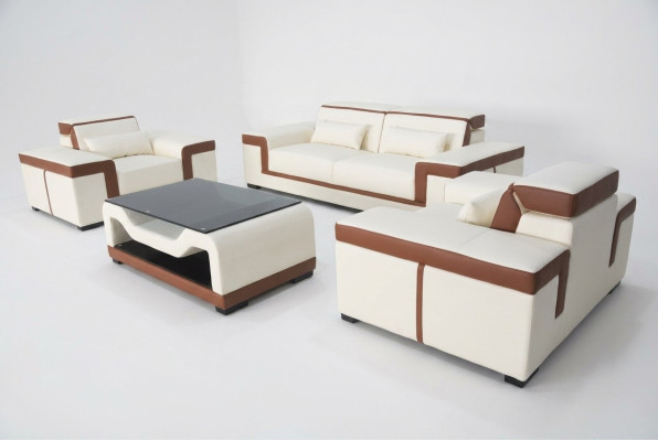 Komplett Garnitur 3+2+1 + Couch Tisch Sofa Leder Sitz Gruppe Sofagarnitur + USB