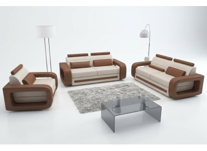 Sofagarnitur Sofa Couch Polster Leder Couchen Sofas 3+2+1 Set Davos Garnitur Neu