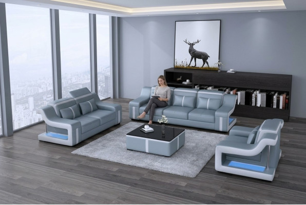 Wohnzimmer Polstergarnitur Ledersofa Couch Sofa Sitz Polster Garnituren 3+2+1