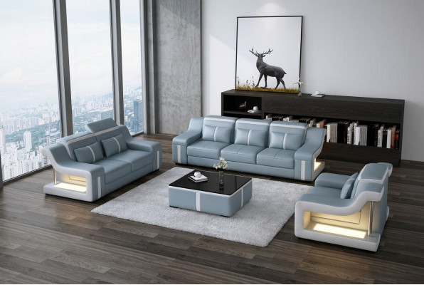 Wohnzimmer Polstergarnitur Ledersofa Couch Sofa Sitz Polster Garnituren 3+2+1