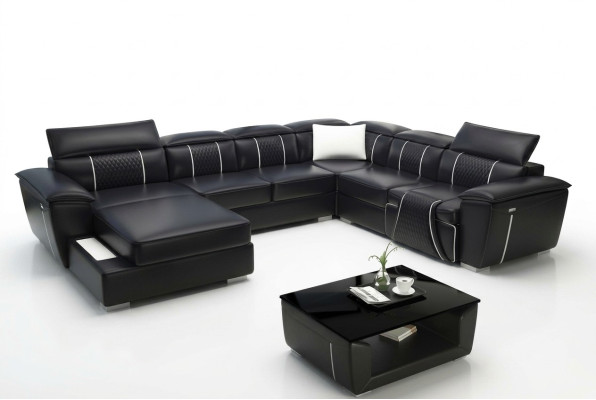 Ecksofa Wohnlandschaft Sofa Couch Polster Leder Design Relax Multifunktion UForm
