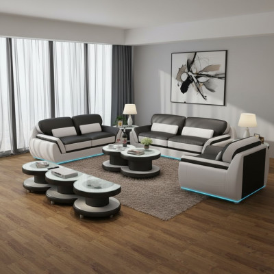 Ledersofa Couch Sofagarnitur Neu 3+2+1 Sitzer Garnitur Design Modern Sofa + USB