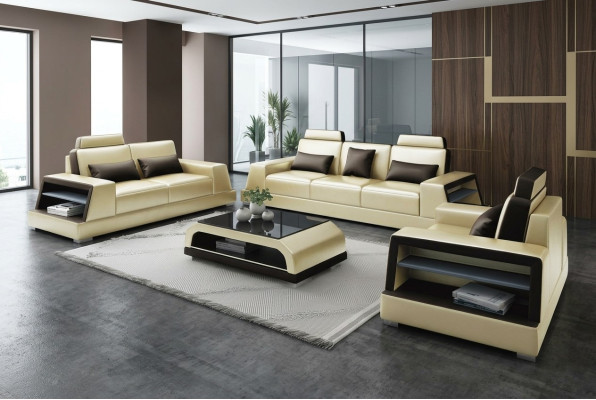 Wohnzimmer Polstergarnitur Ledersofa Couch Sofa Sitz Polster Garnituren 3+2+2