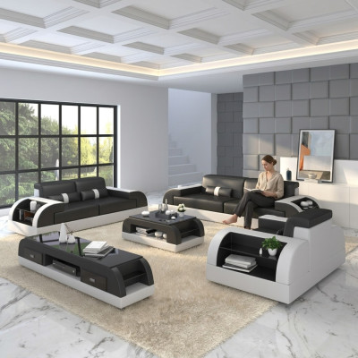 Sofagarnitur 3+2+1 Couch Polster Textil Sitz Polster Garnitur Leder Design Sofas