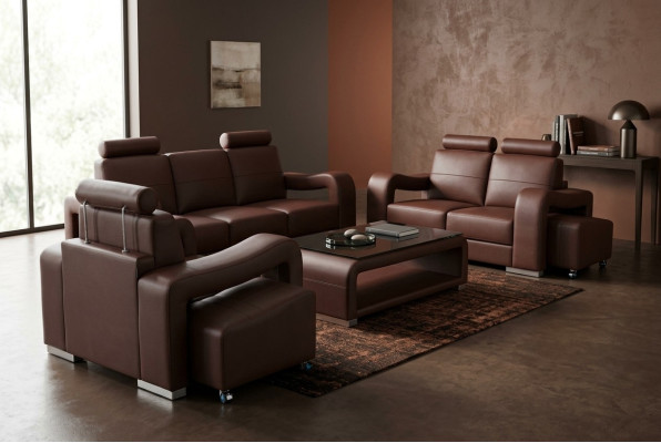 Garnitur Leder Sofa mit USB Polster Couchen Sofas Luxus Neu Wohnlandschaft 3+2+1