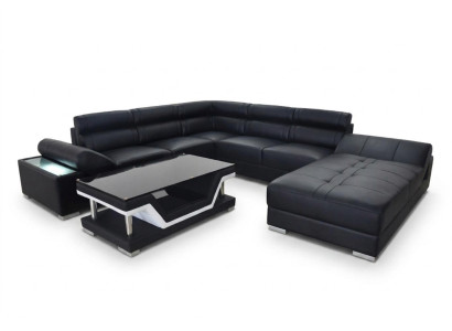 Design Leder Wohnlandschaft Eck Sofa Moderne Garnitur Couch Ecke Neu Grau USB