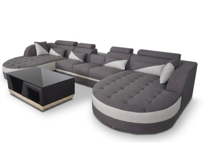 Moderne Textil Couch + USB Anschluss + Couchtisch Wohnlandschaft U förmige Ecke