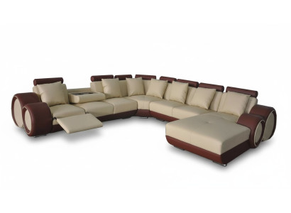 Sofa Ledersofa Ecksofa Wohnlandschaft Couch Polster Sitzecke Eckgarnitur +USB