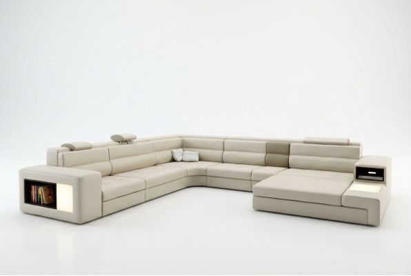 Couchgarnitur Ecke Sitzecke Leder Modernes Sofa Couch Polster Wohnlandschaft USB