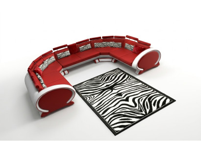 Ledersofa mit USB Polstersofa Sofa Garnitur Wohnlandschaft Eckcouch Ecksofa Rot