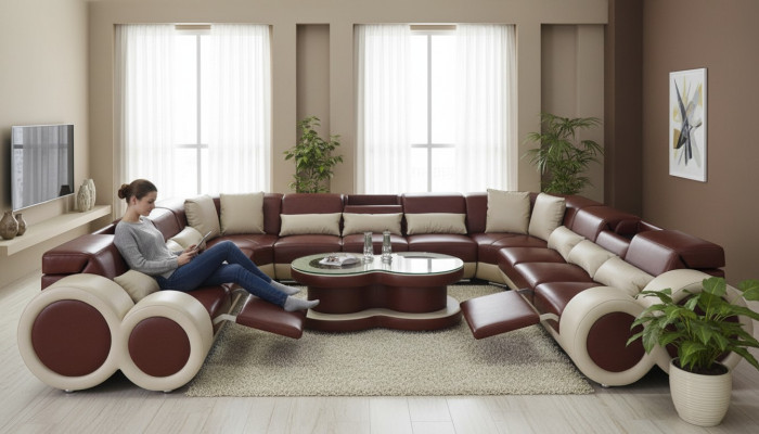 Wohnlandschaft Sofa Couch Polster Sitz Eck Garnitur Designer Couchen Sofas + USB