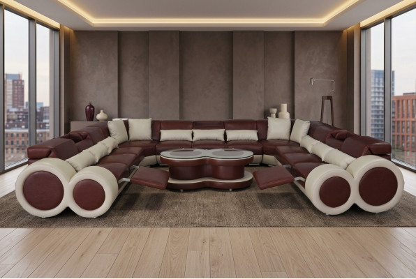 Wohnlandschaft Sofa Couch Polster Sitz Eck Garnitur Designer Couchen Sofas + USB