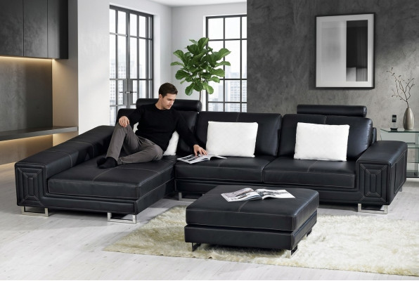 Wohnlandschaft Designer Sofa Couch Polster Leder Sofas Eck Ecke Sitz LForm Genov