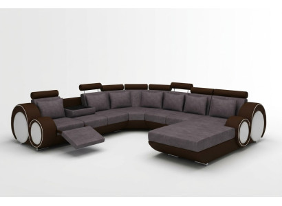 Textil Sofa mit USB XXL Wohnlandschaft Stoff Couch Big Polster Sofa U Form Neu