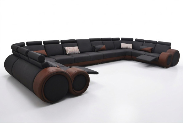 XXL Couch Big Ecksofa Leder Eckgarnitur Ecke Landschaft Polster Wohn U Form +USB