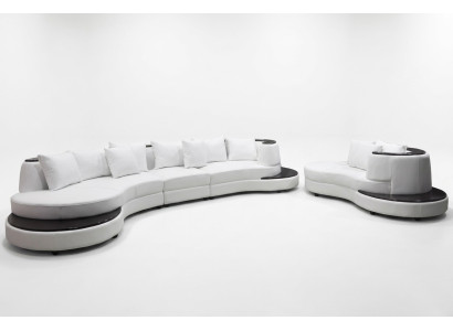 Wohn Design Couch Rund Ecksofa Polster Runde Sitzgarnitur Zimmer Landschaft USB
