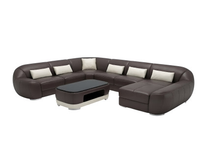 Modernes Ledersofa Ecksofa Wohnlandschaft Sitz Polster Couch Garnitur Fellen
