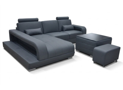 XXL Couch Ecksofa Leder Wohnlandschaft Garnitur Design Modern Sofa L-Form + USB