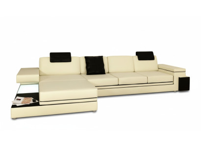 Wohnzimmer Sofa Ledersofa Polstercouch Sitzgarnitur Moderne Beleuchtet LED + USB