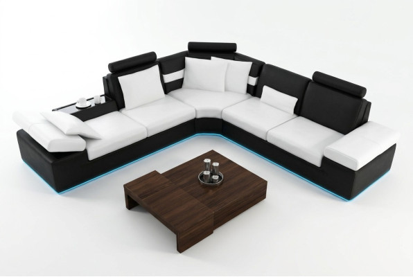 Wohnzimmer Sofa Ledersofa Sitzgarnitur Moderne Multifunktions Couch USB