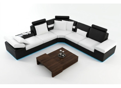 Wohnzimmer Sofa Ledersofa Sitzgarnitur Moderne Multifunktions Couch USB
