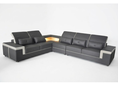 Sofa Eckcouch Polster Wohnzimmer design Ecksofa LForm Wohnlandschaft USB + LED