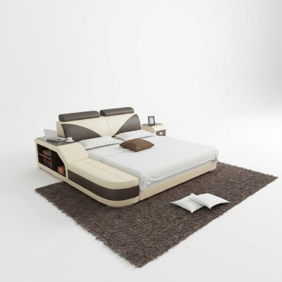 Wasserbett Hotel Doppelbett Betten Komplett Lederbett, Bett gepolstert Wasser + USB