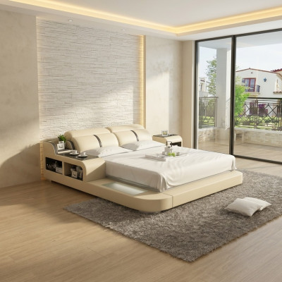 Wasserbett Hotel Doppelbett Betten Komplett Lederbett Wasser + USB Polsterbett