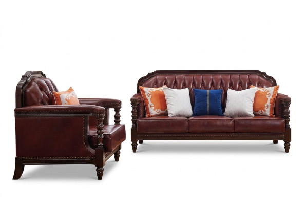 Klassische Chesterfield Barock Rokoko Sofagarnitur 3+1 Ledergarnitur