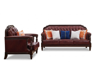 Klassische Chesterfield Barock Rokoko Sofagarnitur 3+1 Ledergarnitur